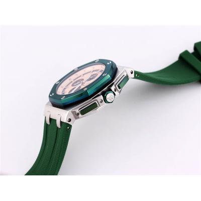 Replica Royal Oak  A21J  Automatic Movement Mens Watch  Green White Dial Rubber Strap  E172