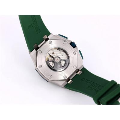 Replica Royal Oak  A21J  Automatic Movement Mens Watch  Green White Dial Rubber Strap  E172