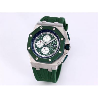 Replica Royal Oak  A21J  Automatic Movement Mens Watch  Green White Dial Rubber Strap  E172