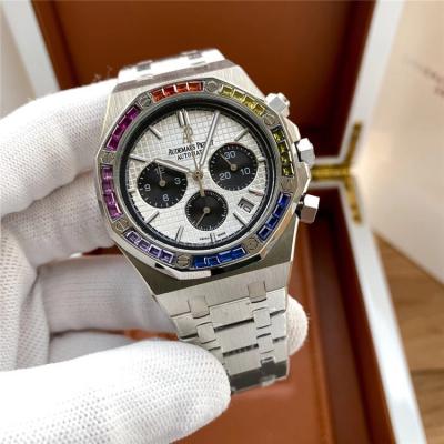 Replica  Royal Oak Japan Quartz chronograph  Movement Mens Watch White Dial Stainless steel A E173