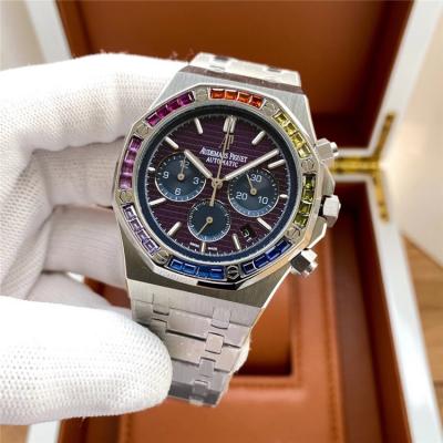 Replica  Royal Oak Japan Quartz chronograph  Movement Mens Watch White Dial Stainless steel A E173