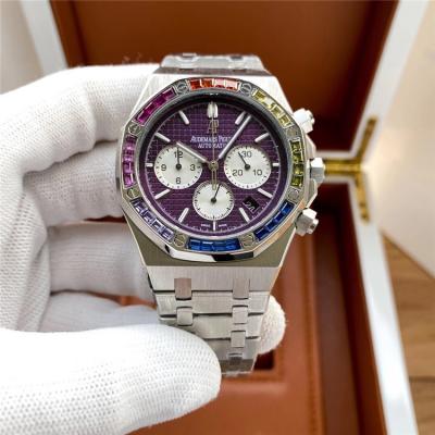 Replica  Royal Oak Japan Quartz chronograph  Movement Mens Watch White Dial Stainless steel A E173