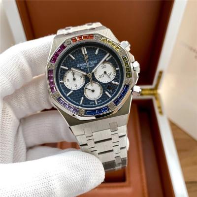 Replica  Royal Oak Japan Quartz chronograph  Movement Mens Watch Blue  Dial Stainless steel B E173