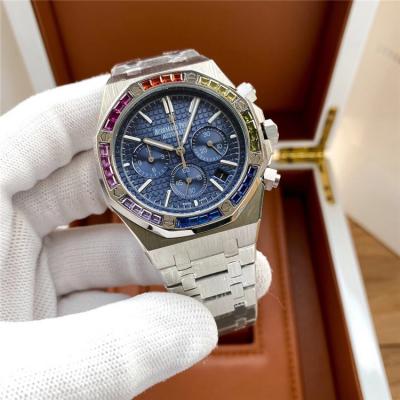 Replica  Royal Oak Japan Quartz chronograph  Movement Mens Watch Blue  Dial Stainless steel B E173