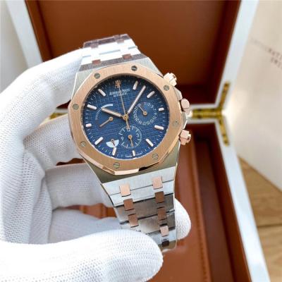 Replica  Royal Oak Japan Quartz chronograph  Movement Mens Watch  Black Dial Rose Gold A E175