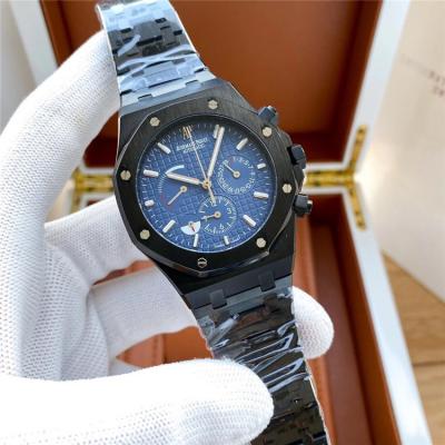 Replica  Royal Oak Japan Quartz chronograph  Movement Mens Watch  Blue Dial PVD Steel  B E175