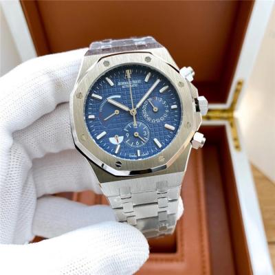 Replica  Royal Oak Japan Quartz chronograph  Movement Mens Watch  Blue Dial PVD Steel  B E175