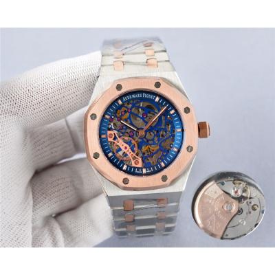 Replica Royal Oak  A21J  Automatic Movement Mens Watch Skeleton Dial Two Tone Rose Gold A E199