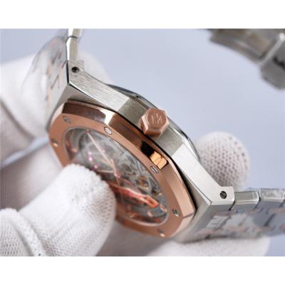 Replica Royal Oak  A21J  Automatic Movement Mens Watch Skeleton Dial Two Tone Rose Gold A E199