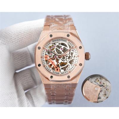 Replica Royal Oak  A21J  Automatic Movement Mens Watch Skeleton Dial Rose Gold D  E199