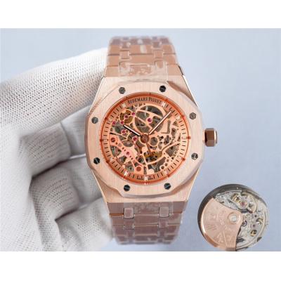 Replica Royal Oak  A21J  Automatic Movement Mens Watch Skeleton Dial Rose Gold D  E199