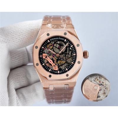 Replica Royal Oak  A21J  Automatic Movement Mens Watch Skeleton Dial Rose Gold D  E199