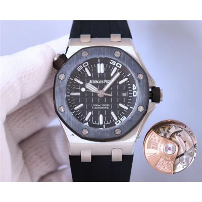 Replica Royal Oak  A21J  Automatic Movement Mens Watch Black Dial Rubber Strap A E205