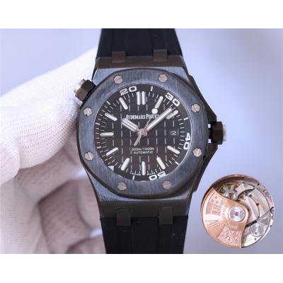 Replica Royal Oak  A21J  Automatic Movement Mens Watch Black Dial Rubber Strap A E205