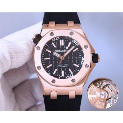 Replica Royal Oak  A21J  Automatic Movement Mens Watch Black Dial Rubber Strap A E205