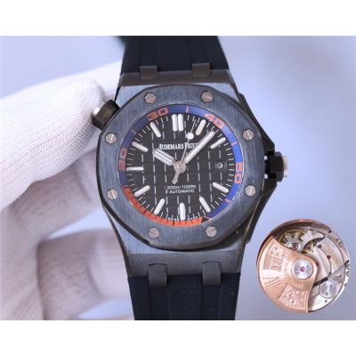 Replica Royal Oak  A21J  Automatic Movement Mens Watch Black Dial Rubber Strap A E205