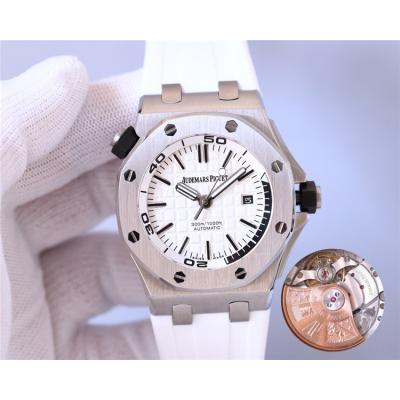 Replica Royal Oak  A21J  Automatic Movement Mens Watch White Dial Rubber Strap C E205