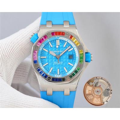 Replica Royal Oak  A21J  Automatic Movement Mens Watch Blue Dial Rubber Strap B E206