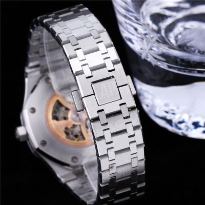 Replica Royal Oak 15407 Rainbow Diamond Bezel Skeleton Dial Stainless Steel Bracelet E207