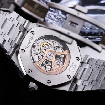 Replica Royal Oak 15407 Rainbow Diamond Bezel Skeleton Dial Stainless Steel Bracelet E207