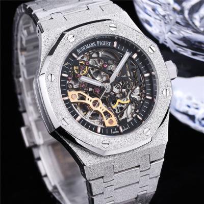 Replica Royal Oak  A21J  Automatic Movement Mens Watch Skeleton Dial Frosted Gold Strap  E208