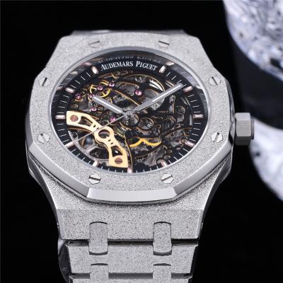 Replica Royal Oak  A21J  Automatic Movement Mens Watch Skeleton Dial Frosted Gold Strap  E208