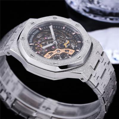 Replica Royal Oak  A21J  Automatic Movement Mens Watch Skeleton Dial Frosted Gold Strap  E208