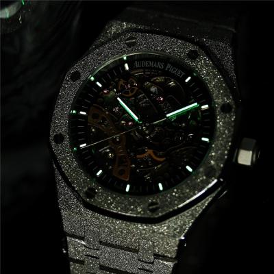 Replica Royal Oak  A21J  Automatic Movement Mens Watch Skeleton Dial Frosted Gold Strap  E208