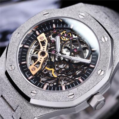 Replica Royal Oak  A21J  Automatic Movement Mens Watch Skeleton Dial Frosted Gold Strap  E208