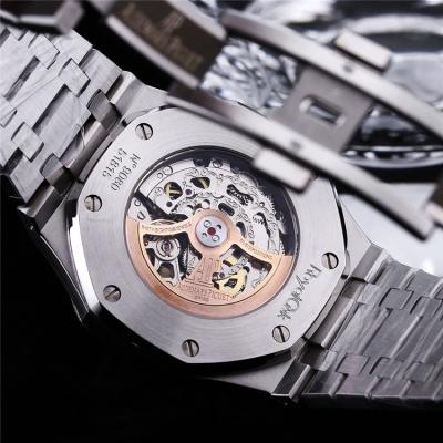 Replica Royal Oak  A21J  Automatic Movement Mens Watch Skeleton Dial Frosted Gold Strap  E208