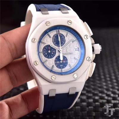 Replica  Royal Oak Japan VK Quartz chronograph  Movement Mens Watch White Dial Rubber Strap G09