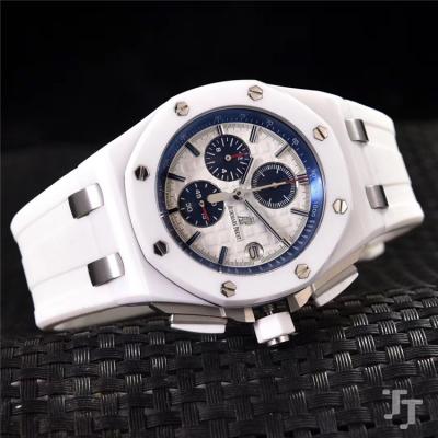 Replica  Royal Oak Japan VK Quartz chronograph  Movement Mens Watch White Dial Rubber Strap G09