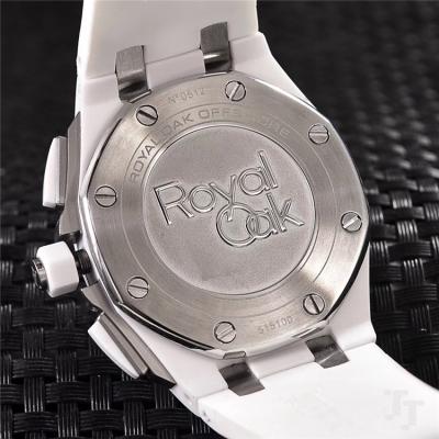 Replica  Royal Oak Japan VK Quartz chronograph  Movement Mens Watch White Dial Rubber Strap G09