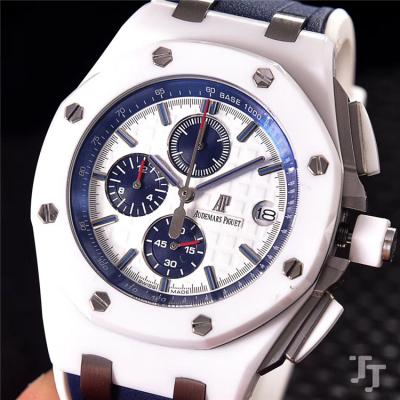 Replica  Royal Oak Japan VK Quartz chronograph  Movement Mens Watch White Dial Rubber Strap G09