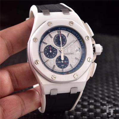 Replica  Royal Oak Japan VK Quartz chronograph  Movement Mens Watch White Dial Rubber Strap G09