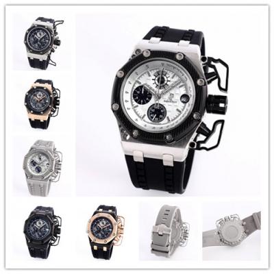 Replica  Royal Oak Japan  Quartz chronograph  Movement Mens Watch White Dial Rubber Strap A02