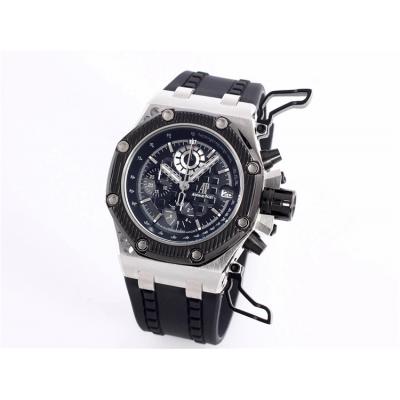 Replica  Royal Oak Japan  Quartz chronograph  Movement Mens Watch White Dial Rubber Strap A02