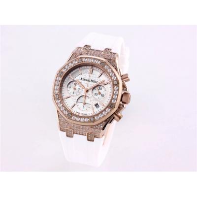 Replica  Royal Oak Japan Quartz chronograph Movement Womens Watch White Dial Rubber Strap A A04