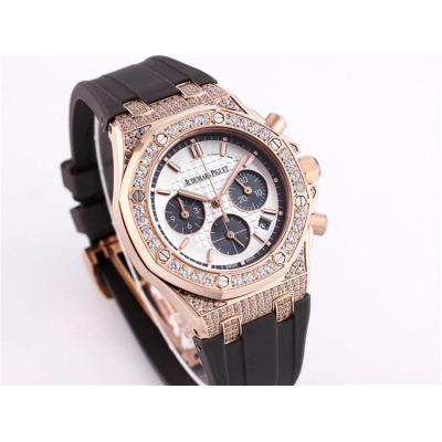 Replica  Royal Oak Japan Quartz chronograph Movement Womens Watch White Dial Rubber Strap A A04