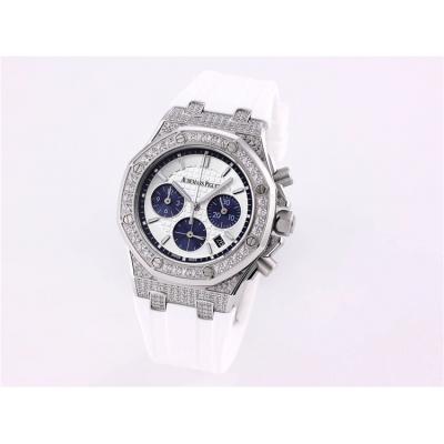 Replica  Royal Oak Japan Quartz chronograph Movement Womens Watch Black Dial Rubber Strap B A04