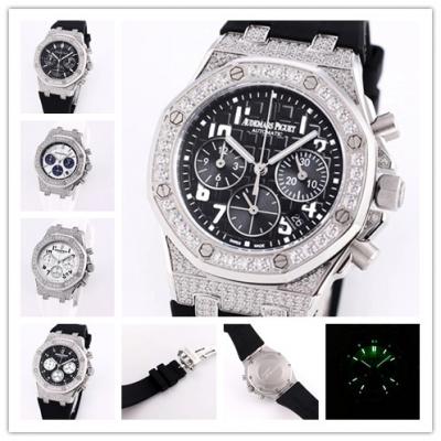 Replica  Royal Oak Japan Quartz chronograph Movement Womens Watch Black Dial Rubber Strap B A04