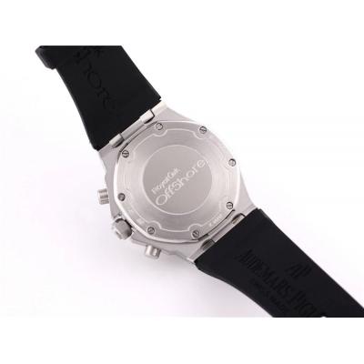 Replica  Royal Oak Japan Quartz chronograph Movement Womens Watch Black Dial Rubber Strap B A04