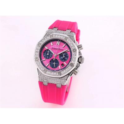 Replica  Royal Oak Japan Quartz chronograph Movement Womens Watch Blue Dial Rubber Strap C A04