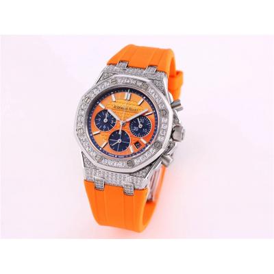 Replica  Royal Oak Japan Quartz chronograph Movement Womens Watch Blue Dial Rubber Strap C A04