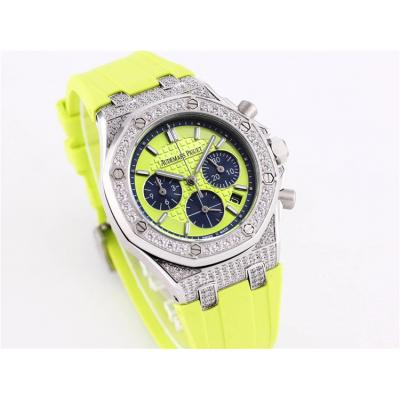 Replica  Royal Oak Japan Quartz chronograph Movement Womens Watch Blue Dial Rubber Strap C A04