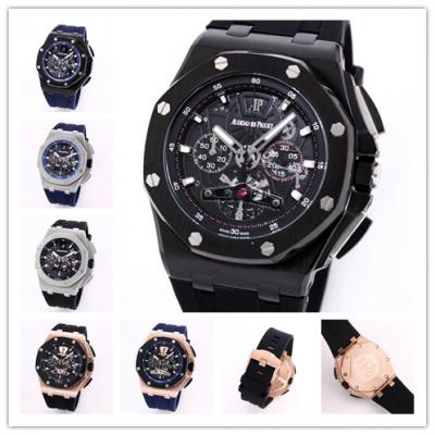 Replica  Royal Oak Japan Quartz chronograph Movement Mens Watch Black  Dial Rubber Strap A A05