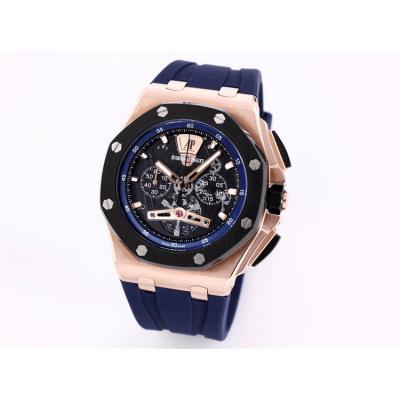 Replica  Royal Oak Japan Quartz chronograph Movement Mens Watch Black  Dial Rubber Strap A A05