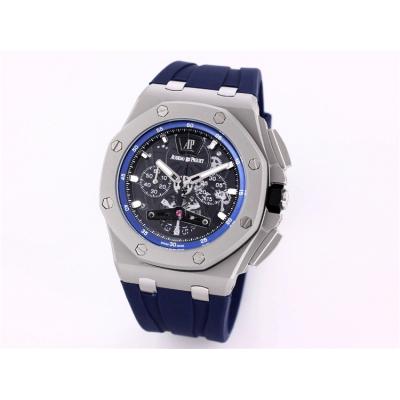 Replica  Royal Oak Japan Quartz chronograph Movement Mens Watch Black  Dial Rubber Strap A A05