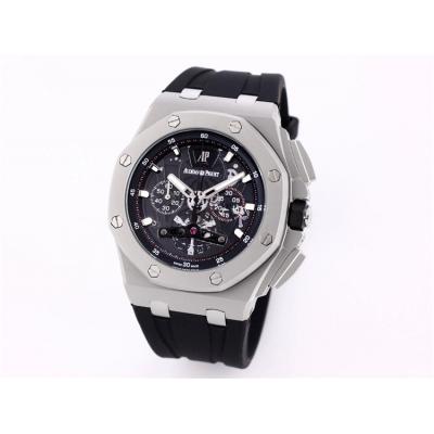 Replica  Royal Oak Japan Quartz chronograph Movement Mens Watch Black  Dial Rubber Strap A A05