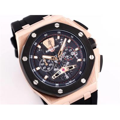 Replica  Royal Oak Japan Quartz chronograph Movement Mens Watch Black  Dial Rubber Strap A A05